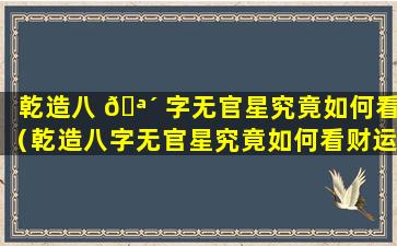 乾造八 🪴 字无官星究竟如何看（乾造八字无官星究竟如何看财运）